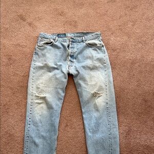 Levi’s vintage 501 button fly Men's Jeans. Preowned, size 40x30, distressed.